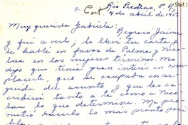 [Carta] 1951 abr. 4, Río Piedras, Puerto Rico [a] Gabriela Mistral