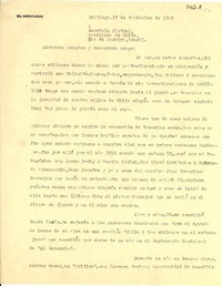 [Carta] 1945 nov. 17, Santiago, [Chile] [a] Gabriela Mistral, Consulado de Chile, Rio de Janeiro, Brasil