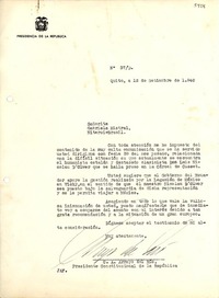 [Carta] 1940 sept. 12, Quito, Ecuador [a] Gabriela Mistral, Niteroi, Brasil
