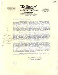 [Carta] 1944 oct. 24, Bogotá, Colombia [a] Gabriela Mistral