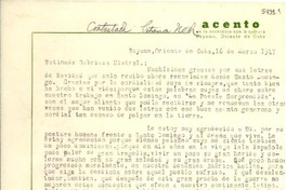 [Carta] 1947 mar. 16, Bayamo, Cuba [a] Gabriela Mistral