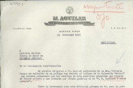 [Carta] 1950 nov. 24, Buenos Aires, [Argentina] [a] Gabriela Mistral, Cónsul de Chile en Veracruz, México