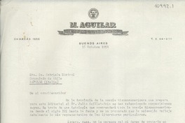 [Carta] 1951 oct. 16, Buenos Aires, [Argentina] [a] Gabriela Mistral, Consulado de Chile, Rapallo, Italia