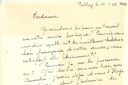 [Carta] 1952 ene. 16, Pullay, Francia [a] Gabriela Mistral