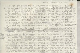 [Carta] 1951 feb. 14, México [a] Gabriela Mistral