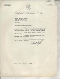 [Carta] 1947 abr. 18, Buenos Aires, [Argentina] [a] Gabriela Mistral, Monrovia, California, [EE.UU.]