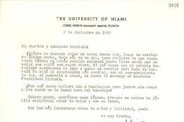 [Carta] 1950 dic. 2, Miami, Florida [a] Gabriela Mistral