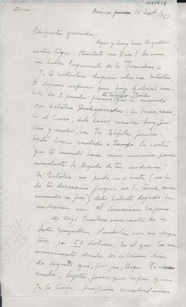 [Carta] 1951 sept. 13, México [a] Gabriela Mistral
