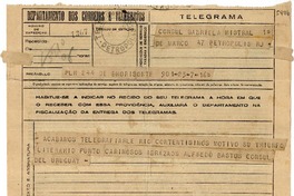 [Telegrama] 1947 março 1, B Horisonte, [Brasil] [a] Gabriela Mistral, Petrópolis, RJ, [Brasil]
