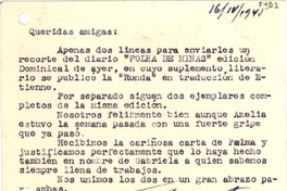 [Tarjeta] 1945 abr. 16, [Bello Horizonte] [a] [Gabriela Mistral]
