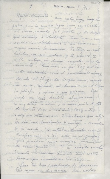 [Carta] 1951 nov. 7, México [a] Gabriela Mistral