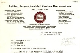 [Carta] 1956 ago. 3, San Juan de Puerto Rico [a] Gabriela Mistral, Roslyn Harbor, New York