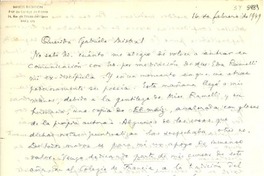 [Carta] 1949 feb. 16, Paris [a] Gabriela Mistral