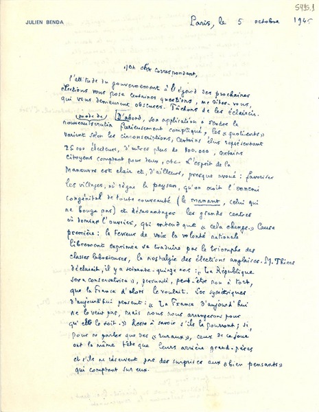 [Carta] 1945 oct. 5, Paris [a] Gabriela Mistral