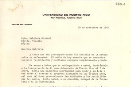 [Carta] 1948 nov. 20, Río Piedras, Puerto Rico [a] Gabriela Mistral, Mérida, Yucatán, Méjico