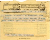 [Telegrama] 1951 jul. 19, Cannes, [Francia] [a] [Gabriela] Mistral, Rapallo, [Italia]