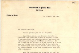 [Carta] 1946 abr. 26, [Río Piedras, Puerto Rico] [a] Gabriela Mistral