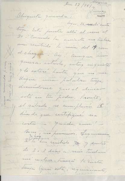 [Carta] 1951 dic. 27, México [a] Gabriela Mistral
