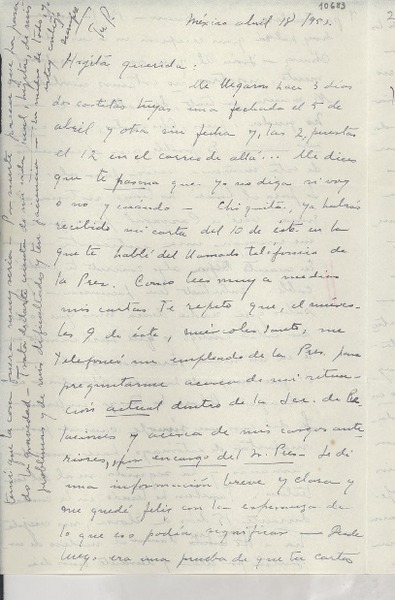 [Carta] 1952 abr. 18, México [a] Gabriela Mistral