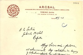 [Carta] 1951 ene. 1, Torino, Italia [a] Gabriela Mistral, Rapallo, [Italia]