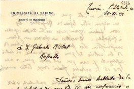 [Carta] 1951 jun. 20, Turín, [Italia] [a] Gabriela Mistral, Rapallo, [Italia]