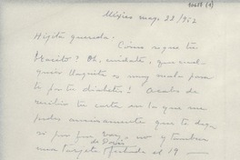 [Carta] 1952 mayo 22, México [a] Gabriela Mistral