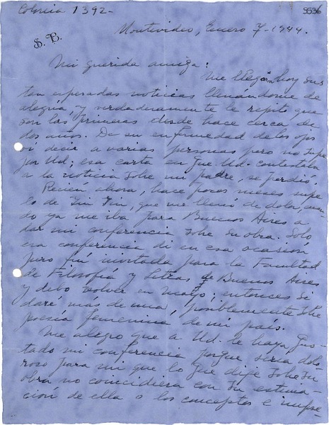 [Carta] 1944 ene. 7, Montevideo [a] Gabriela Mistral
