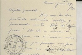 [Carta] 1952 jun. 24, Roma, [Italia] [a] Gabriela Mistral, Napoli, Italia