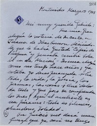 [Carta] 1945 mar. 15, Montevideo [a] Gabriela Mistral