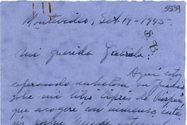 [Carta] 1945 sept. 19, Montevideo [a] Gabriela Mistral