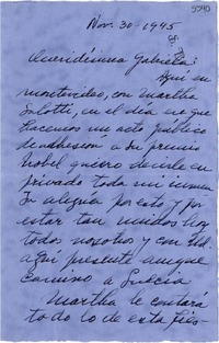 [Carta] 1945 nov. 30, Montevideo [a] Gabriela Mistral