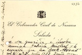 [Carta] 1934 abr. 13, Pamplona, [España] [a] Gabriela Mistral