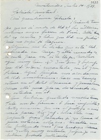 [Carta] 1939 jul. 14, Montevideo, [Uruguay] [a] Gabriela Mistral