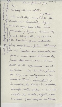 [Carta] 1952 jul. 15, Roma, [Italia] [a] Gabriela Mistral