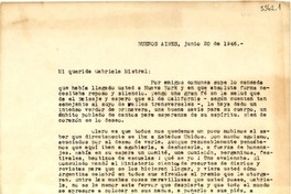[Carta] 1946 jun. 20, Buenos Aires, [Argentina] [a] Gabriela Mistral
