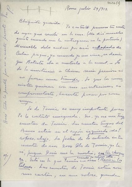 [Carta] 1952 jul. 24, Roma, [Italia] [a] Gabriela Mistral