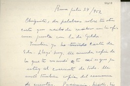 [Carta] 1952 jul. 24, Roma, [Italia] [a] Gabriela Mistral