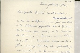[Carta] 1952 jul. 25, Roma, [Italia] [a] Gabriela Mistral