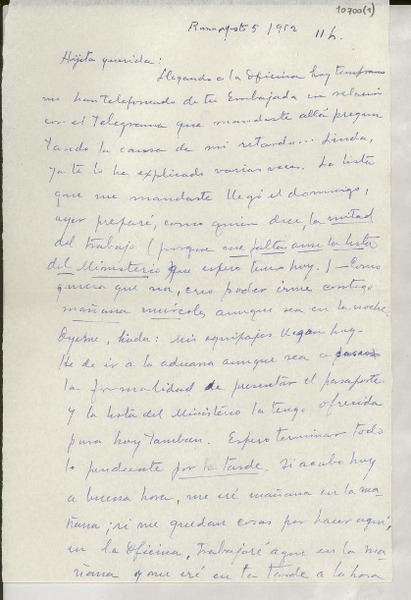 [Carta] 1952 ago. 5, Roma, [Italia] [a] Gabriela Mistral