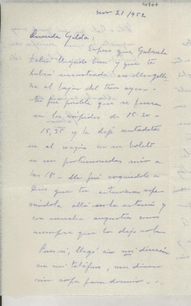 [Carta] 1952 nov. 12, Roma, [Italia] [a] Gilda Péndola