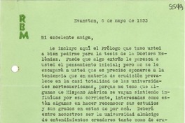 [Carta] 1933 mayo 8, Evanston, [Estados Unidos] [a] Gabriela Mistral, Puerto Rico