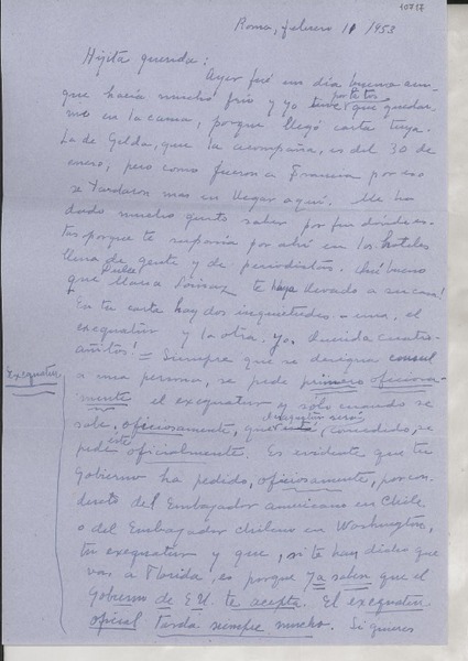 [Carta] 1953 feb. 11, Roma, [Italia] [a] Gabriela Mistral
