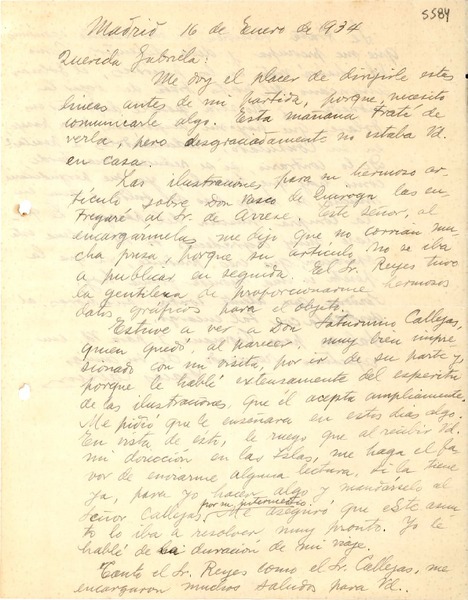 [Carta] 1934 ene. 16, Madrid, [España] [a] Gabriela [Mistral]