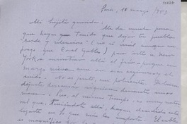 [Carta] 1953 mar. 10, París, [Francia] [a] Gabriela Mistral
