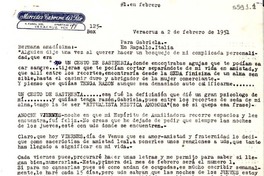 [Carta] 1951 feb. 2, Veracruz [a] Gabriela Mistral, Rapallo, Italia
