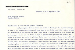 [Carta] 1952 ago. 19, Veracruz, [México] [a] Gabriela Mistral, Nápoles, [Italia]