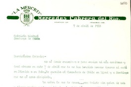 [Carta] 1953 abr. 7, Veracruz [a] Gabriela Mistral, Santiago de Chile