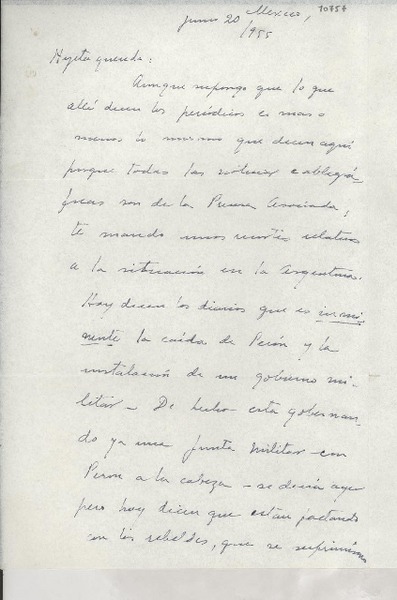 [Carta] 1955 jun. 20, México [a] Gabriela Mistral