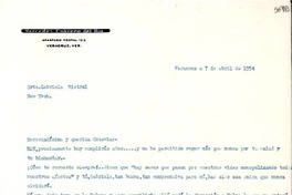 [Carta] 1954, abr. 7, Veracruz [a] Gabriela Mistral, New York