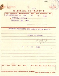 [Telegrama] [1948?] sept. 2, Montevideo, [Uruguay] [a] Gabriela Mistral, Santiago, [Chile]
